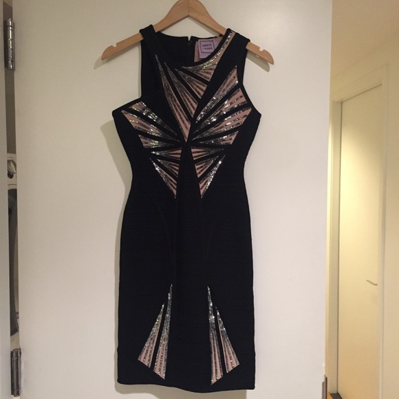 SOLD Herve Leger Halle Sequin Starburst Dress - Picture 3 of 7